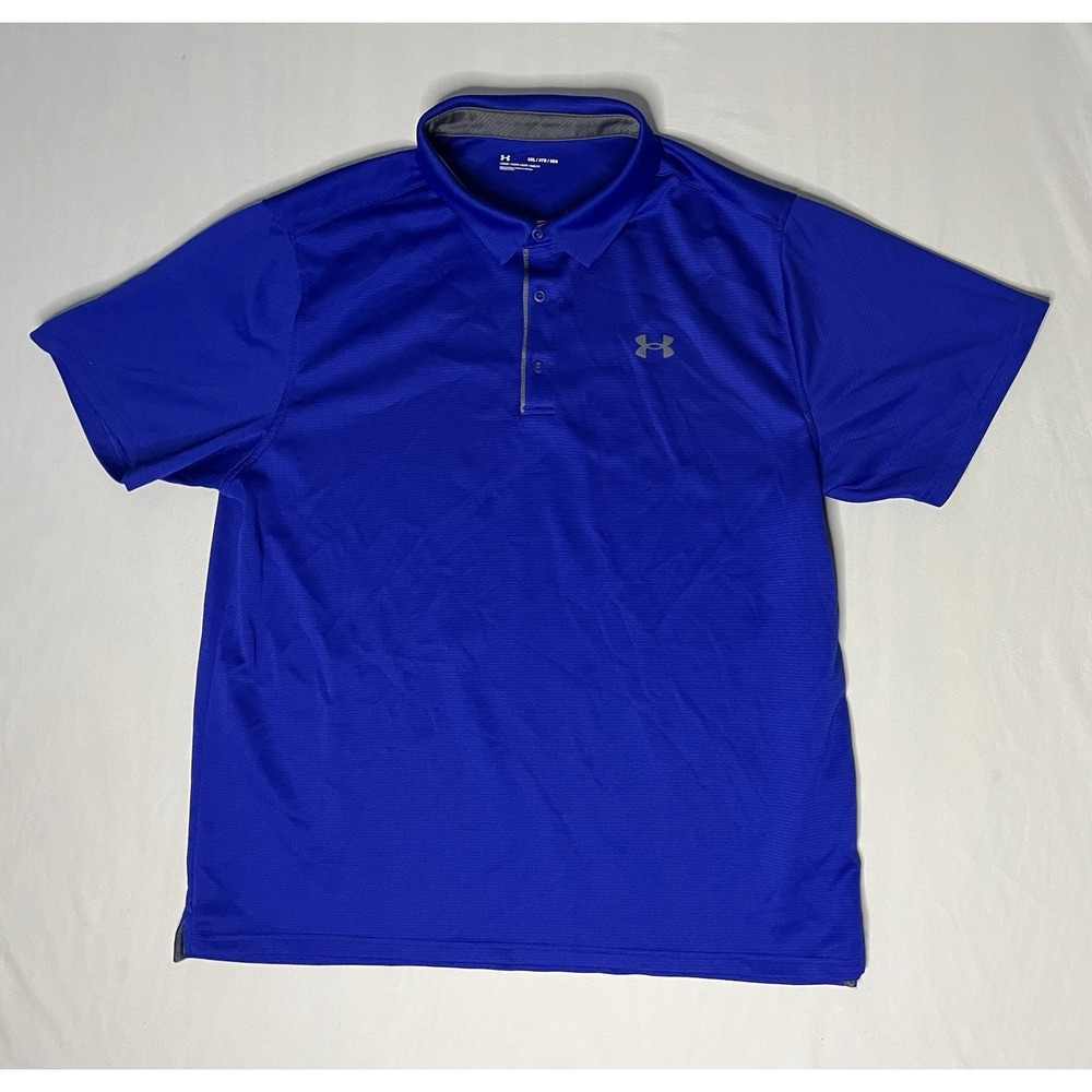 Under Armour Breathable Polo Shirt Men's Size 3XL Blue Golf Loose Short Sleeve